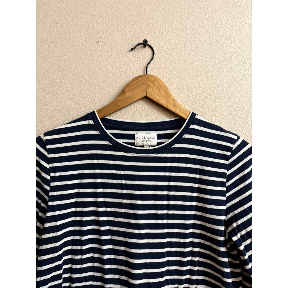 Alice Walk Long Sleeve Tee Small Navy White Striped Crew Neck Peru Nautical